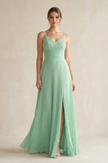 Pleated A - Line Long Chiffon Bridesmaid Dress - SHE IS ME Bridesmaid Dresses