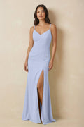 Sheath Cami Strap Chiffon Bridesmaid Dress with Slit in Ice - SHE IS ME Bridesmaid Dresses