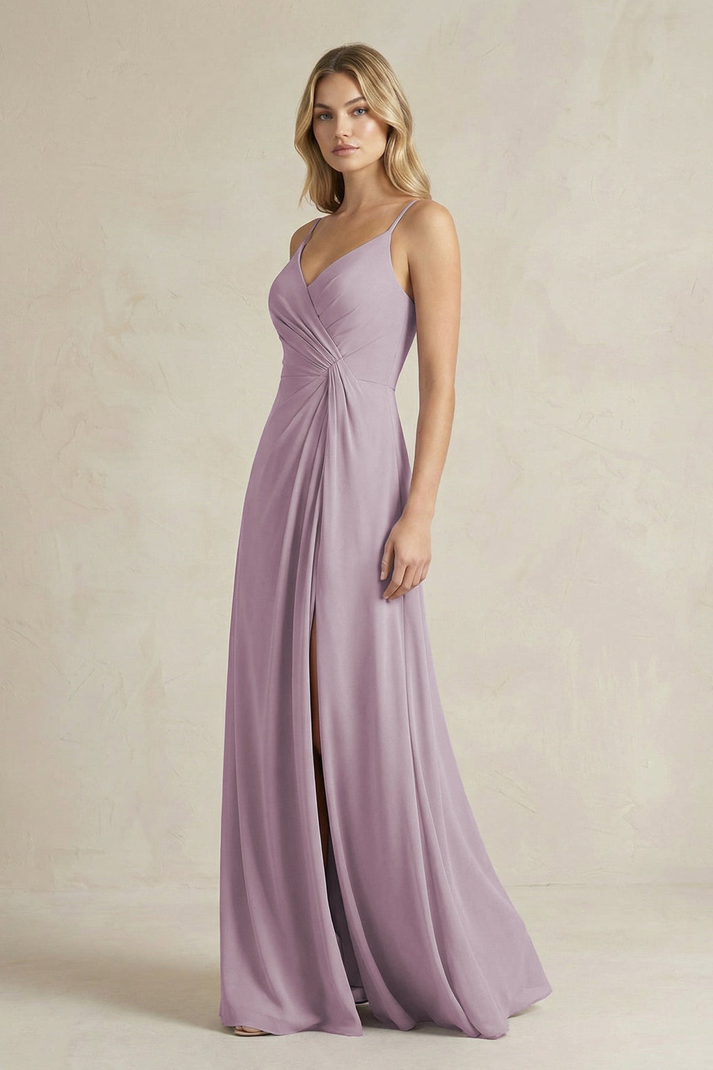Sheath Cami Strap Ruched Chiffon Bridesmaid Dress in Dusk - SHE IS ME Bridesmaid Dresses