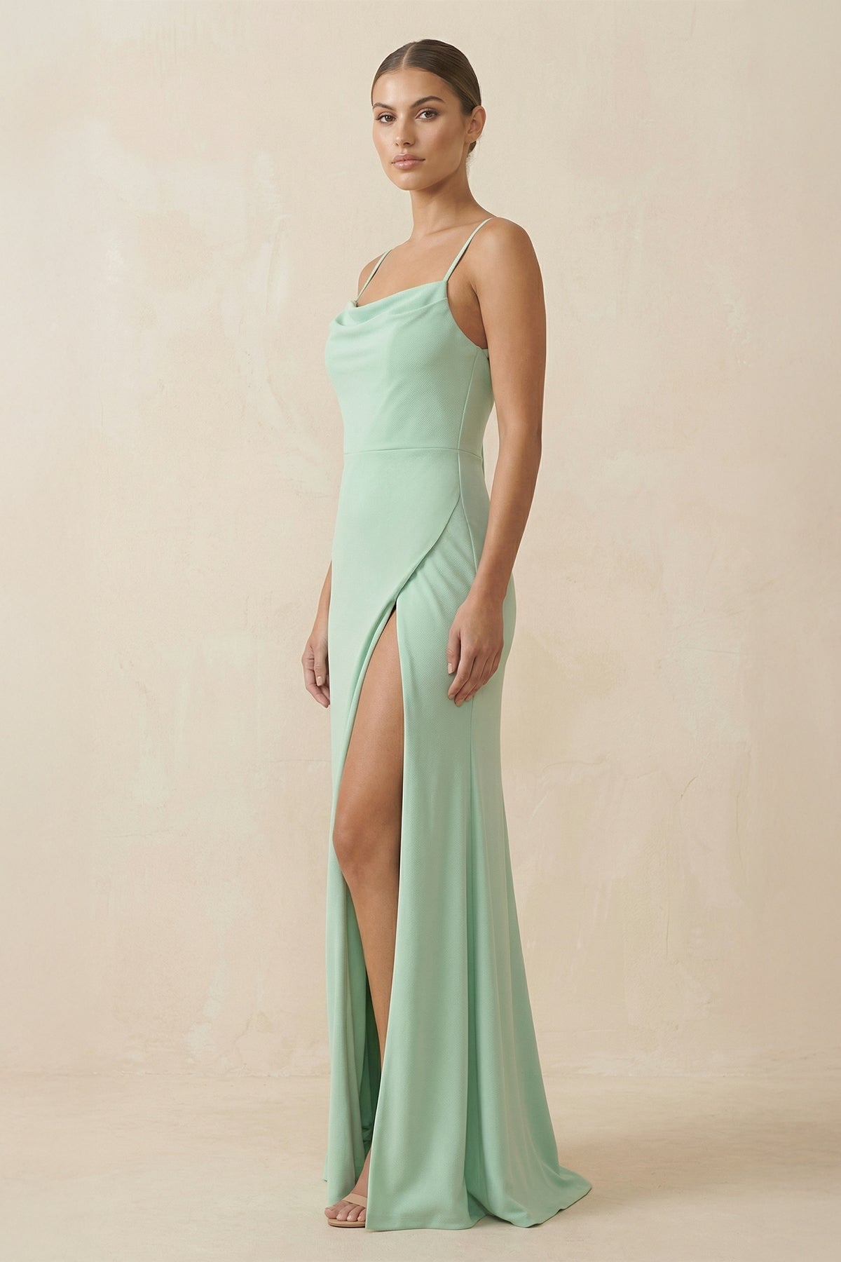 Sheath Spaghetti Straps Chiffon Long Bridesmaid Dress - SHE IS ME Bridesmaid Dresses