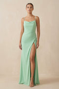 Sheath Spaghetti Straps Chiffon Long Bridesmaid Dress - SHE IS ME Bridesmaid Dresses
