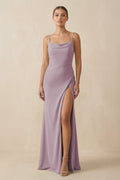 Sheath Spaghetti Straps Chiffon Long Bridesmaid Dress in Dusk - SHE IS ME Bridesmaid Dresses