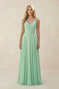Spaghetti Strap A - Line Chiffon Bridesmaid Dress - SHE IS ME Bridesmaid Dresses
