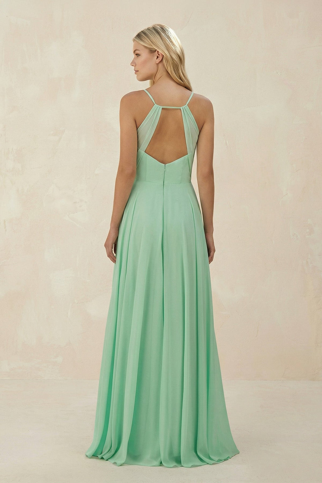 Spaghetti Strap A - Line Chiffon Bridesmaid Dress - SHE IS ME Bridesmaid Dresses
