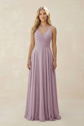 Spaghetti Strap A - Line Chiffon Bridesmaid Dress in Dusk - SHE IS ME Bridesmaid Dresses