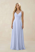 Spaghetti Strap A - Line Chiffon Bridesmaid Dress in Ice - SHE IS ME Bridesmaid Dresses