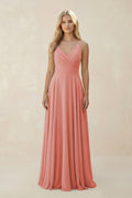 Spaghetti Strap A - Line Chiffon Bridesmaid Dress in Mulberry - SHE IS ME Bridesmaid Dresses