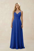 Spaghetti Strap A - Line Chiffon Bridesmaid Dress in Royal Blue - SHE IS ME Bridesmaid Dresses