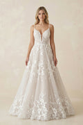 Spaghetti Strap Appliqued Tulle Wedding Dress in Ivory - SHE IS ME Wedding Dresses