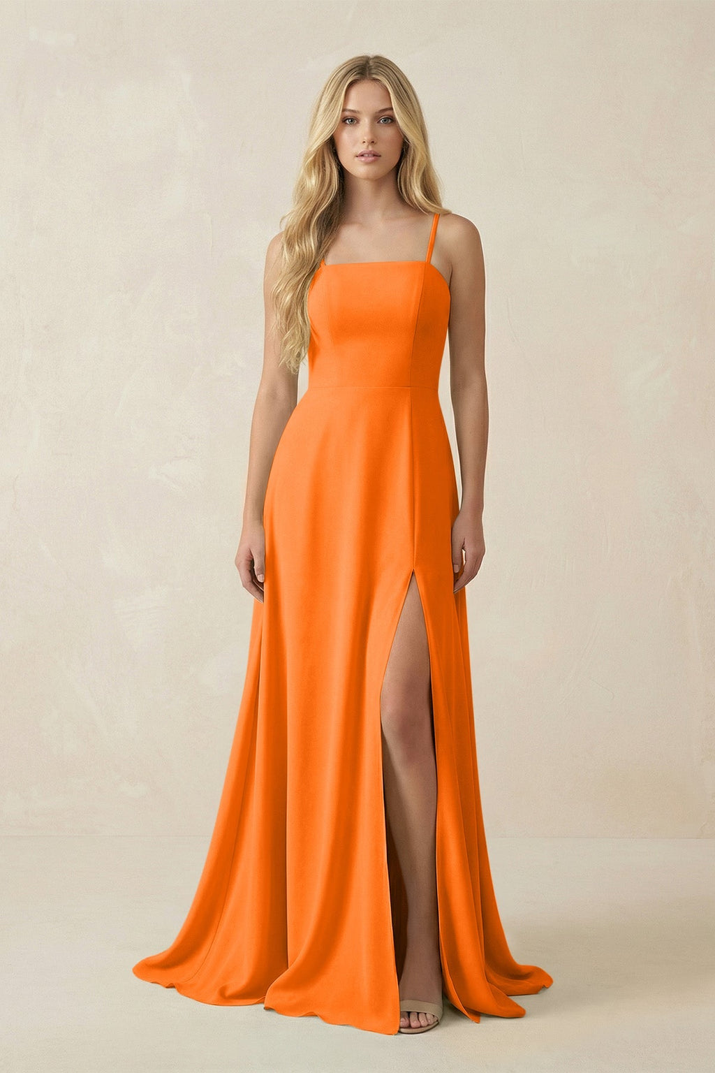 Spaghetti Strap Chiffon A - Line Bridesmaid Dress in Cinnamon - SHE IS ME Bridesmaid Dresses
