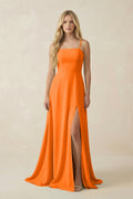 Spaghetti Strap Chiffon A - Line Bridesmaid Dress in Cinnamon - SHE IS ME Bridesmaid Dresses