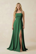 Spaghetti Strap Chiffon A - Line Bridesmaid Dress in Dark Green - SHE IS ME Bridesmaid Dresses