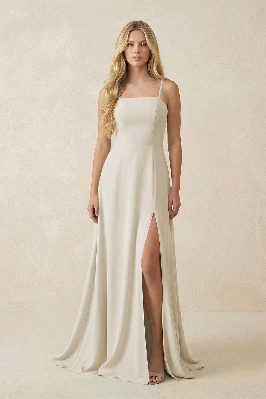 Spaghetti Strap Chiffon A - Line Bridesmaid Dress in Dove Gray - SHE IS ME Bridesmaid Dresses