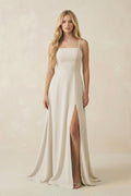 Spaghetti Strap Chiffon A - Line Bridesmaid Dress in Dove Gray - SHE IS ME Bridesmaid Dresses