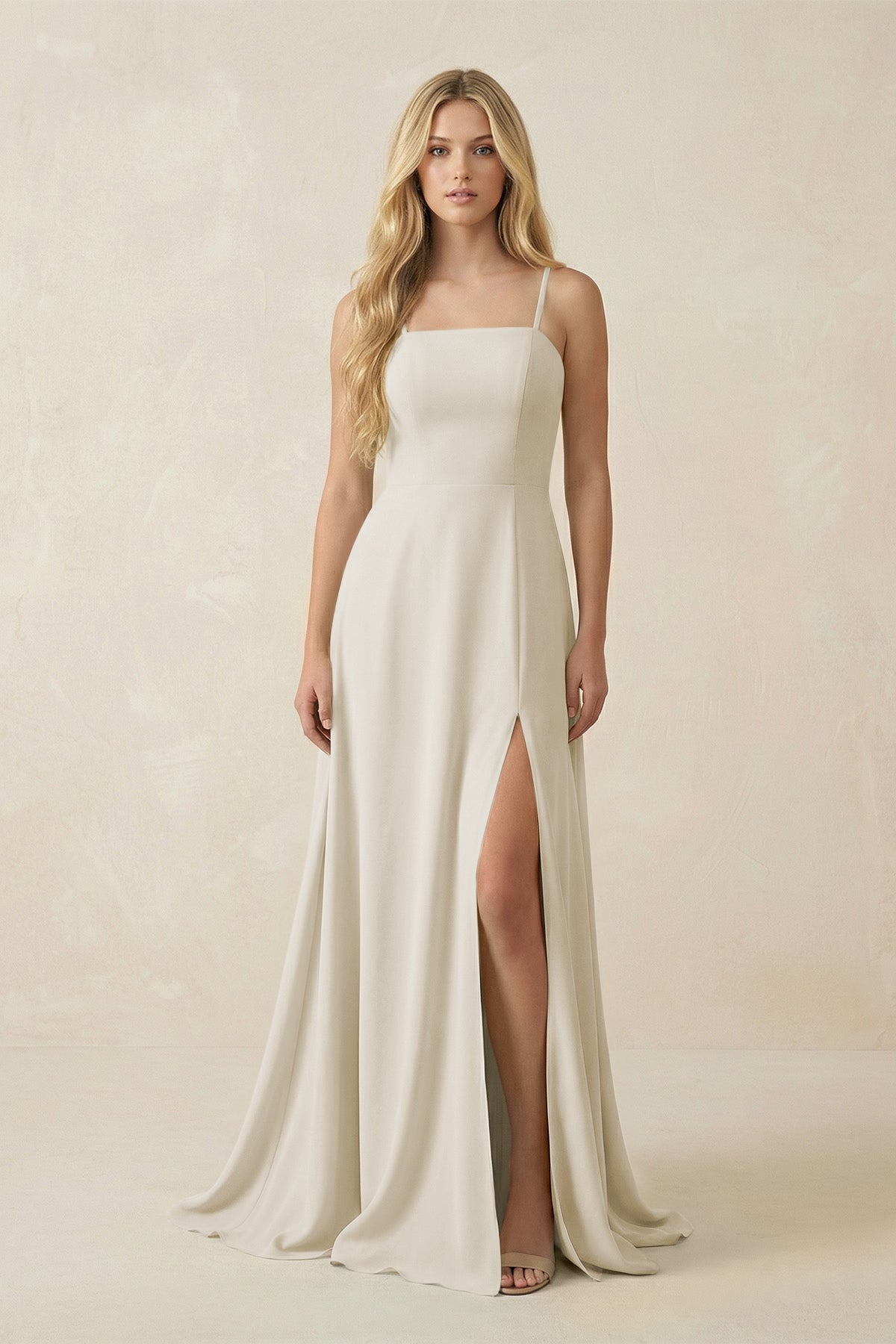 Spaghetti Strap Chiffon A - Line Bridesmaid Dress in Dove Gray - SHE IS ME Bridesmaid Dresses