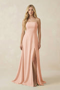 Spaghetti Strap Chiffon A - Line Bridesmaid Dress in English Rose - SHE IS ME Bridesmaid Dresses