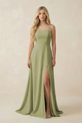 Spaghetti Strap Chiffon A - Line Bridesmaid Dress in Moss Green - SHE IS ME Bridesmaid Dresses