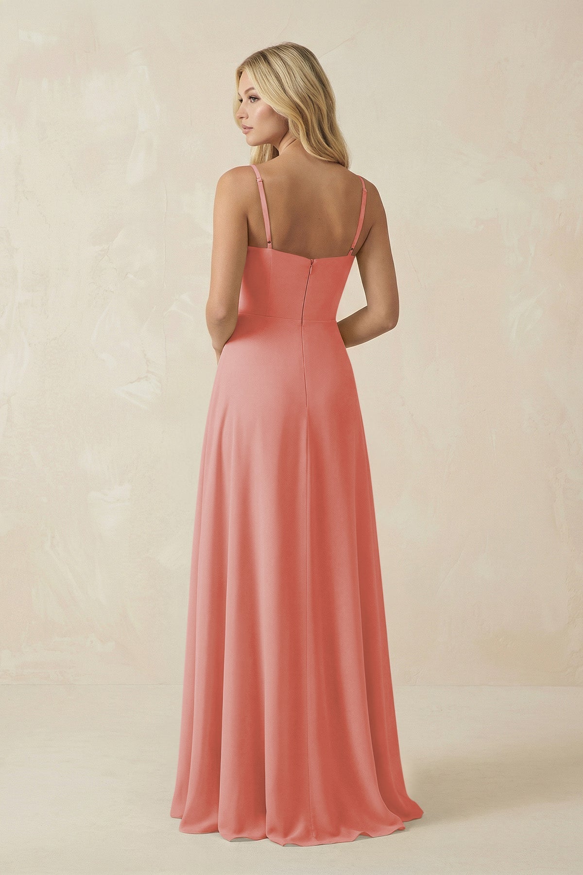 Spaghetti Strap Chiffon A - Line Bridesmaid Dress in Mulberry - SHE IS ME Bridesmaid Dresses