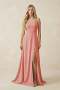 Spaghetti Strap Chiffon A - Line Bridesmaid Dress in Mulberry - SHE IS ME Bridesmaid Dresses