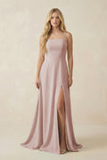 Spaghetti Strap Chiffon A - Line Bridesmaid Dress in Toffee - SHE IS ME Bridesmaid Dresses