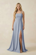 Spaghetti Strap Chiffon A - Line Bridesmaid Dress in Twilight - SHE IS ME Bridesmaid Dresses