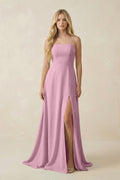 Spaghetti Strap Chiffon A - Line Bridesmaid Dress in Vintage Mauve - SHE IS ME Bridesmaid Dresses