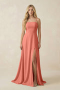 Spaghetti Strap Chiffon A - Line Bridesmaid Dress in Wild Rose - SHE IS ME Bridesmaid Dresses