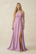 Spaghetti Strap Chiffon A - Line Bridesmaid Dress in Wisteria - SHE IS ME Bridesmaid Dresses