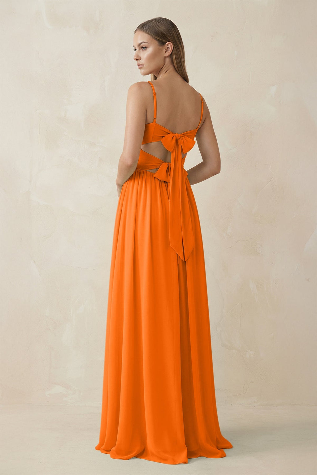 Spaghetti Strap Pleated A - Line Chiffon Bridesmaid Dress in Cinnamon - SHE IS ME Bridesmaid Dresses