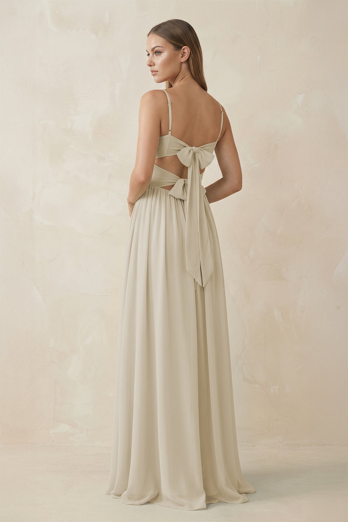 Spaghetti Strap Pleated A - Line Chiffon Bridesmaid Dress in Dove Gray - SHE IS ME Bridesmaid Dresses