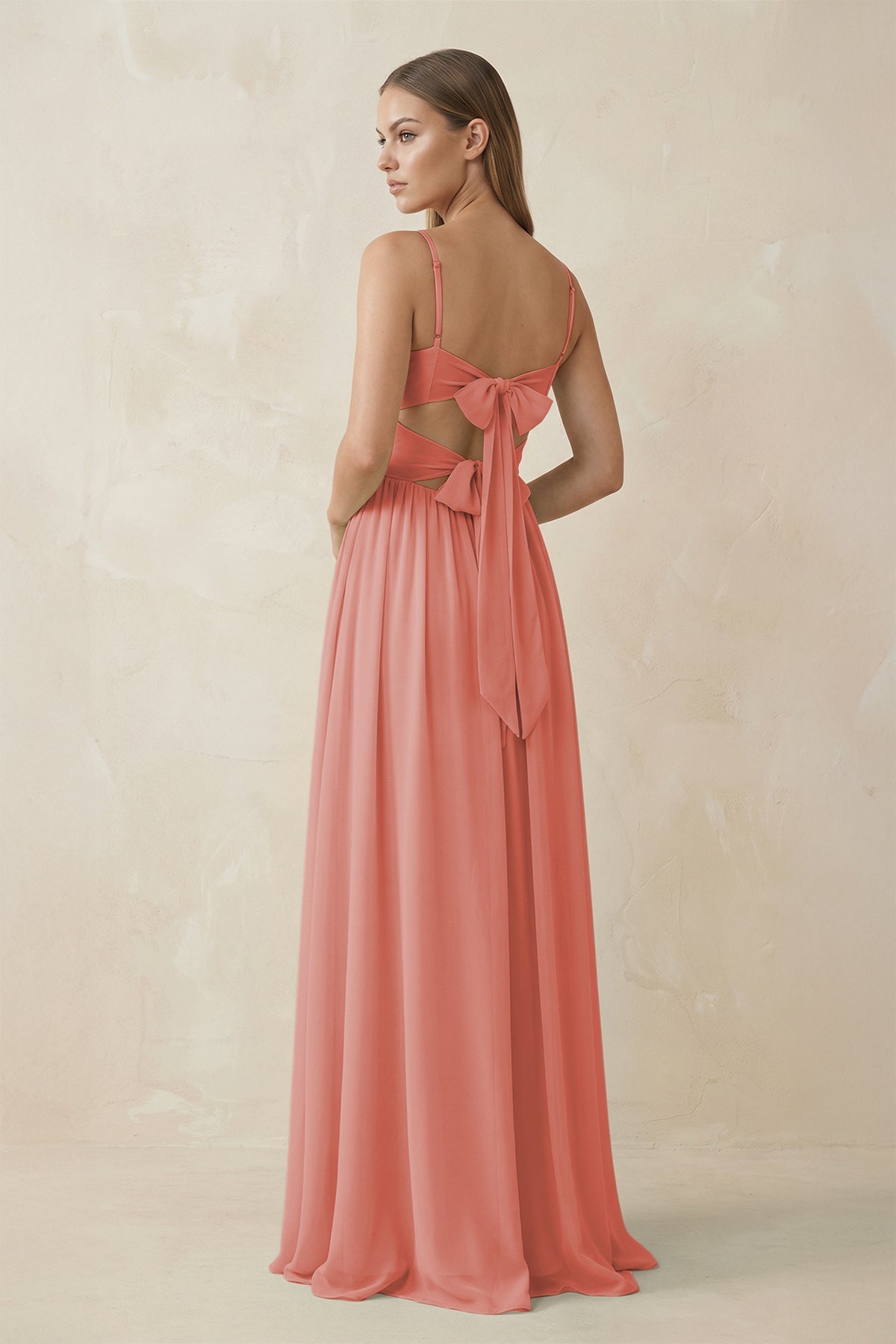 Spaghetti Strap Pleated A - Line Chiffon Bridesmaid Dress in Mulberry - SHE IS ME Bridesmaid Dresses