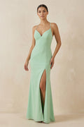 Spaghetti Strap Sheath Chiffon Bridesmaid Dress With Slit - SHE IS ME Bridesmaid Dresses
