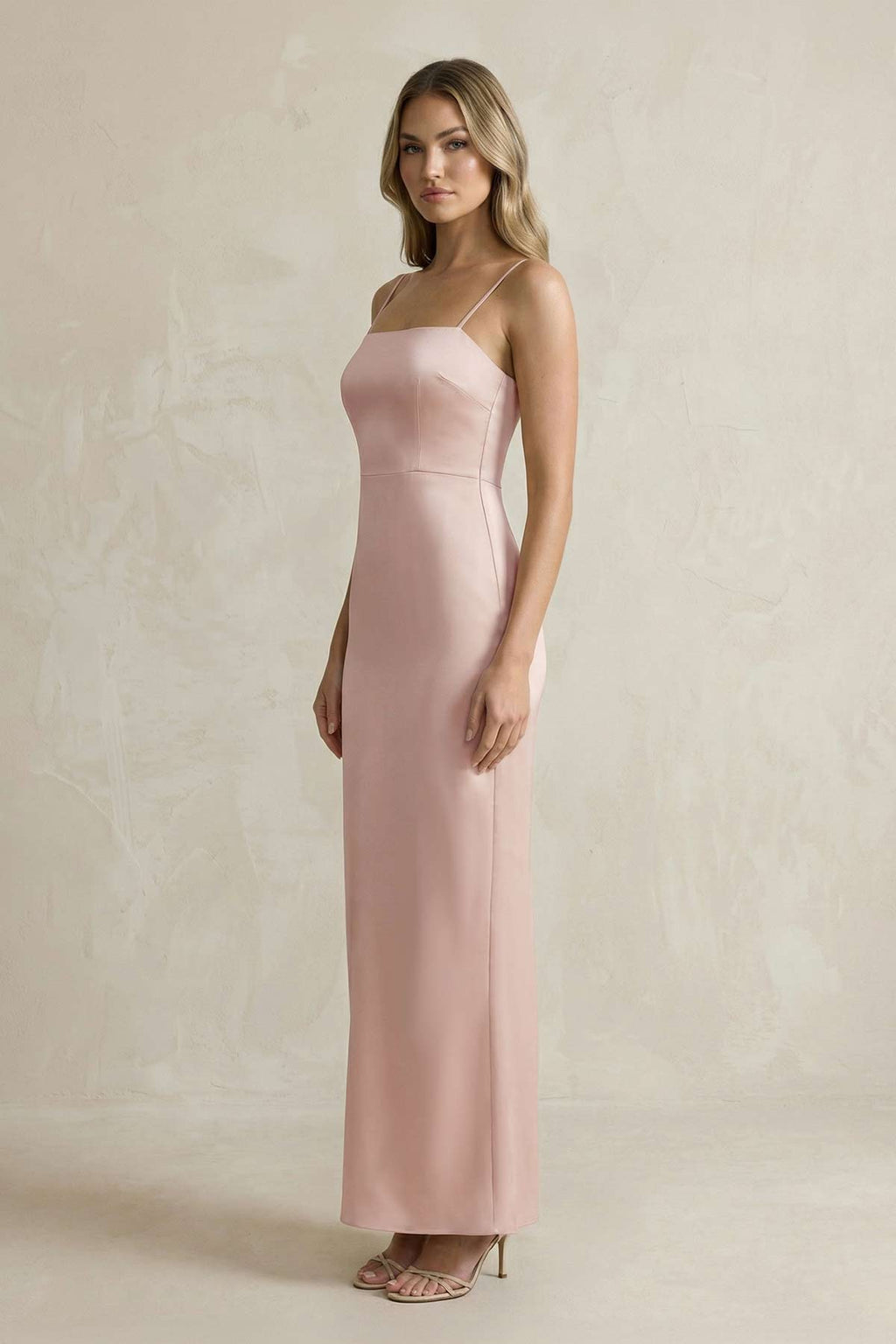 Spaghetti Straps Sheath Bridesmaid Dress in English Rose - SHE IS ME Bridesmaid Dresses