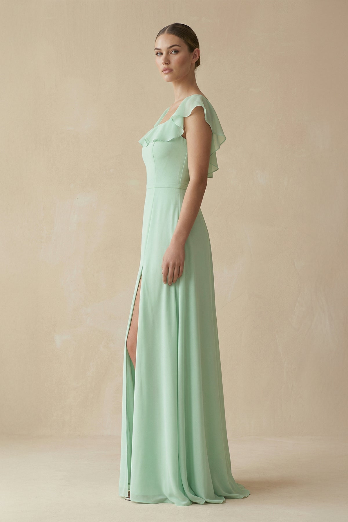 Square Neck A - Line Bridesmaid Dress with Ruffles - SHE IS ME Bridesmaid Dresses