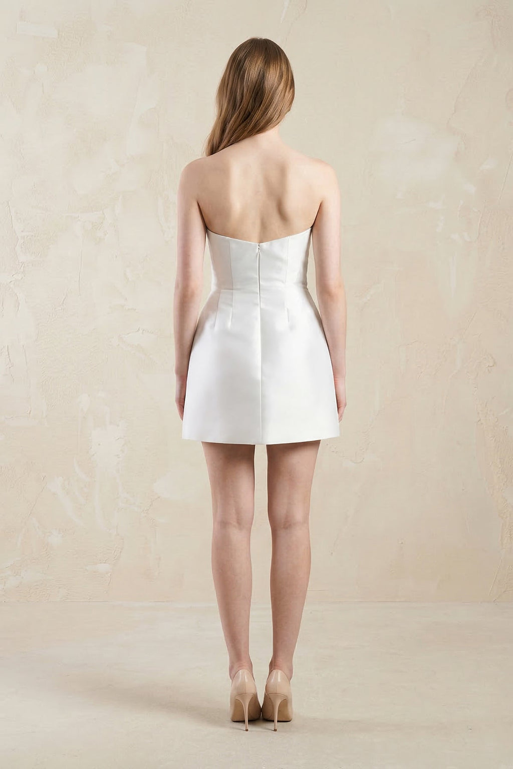 Strapless 3D - Flower Sheath Mini Wedding Dress in White - SHE IS ME Wedding Dresses