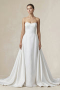 Strapless A - line Satin Wedding Dress in Diamond White - SHE IS ME Wedding Dresses