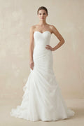Strapless Ruched Chiffon Mermaid Wedding Dress - SHE IS ME Wedding Dresses