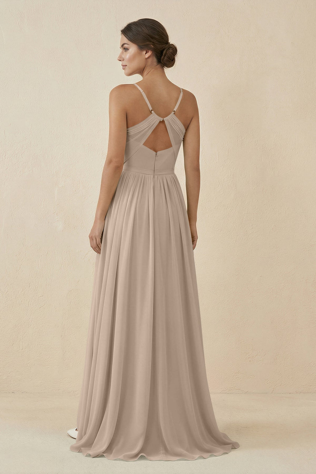Sweetheart A - Line Chiffon Bridesmaid Dress in Almond - SHE IS ME Bridesmaid Dresses