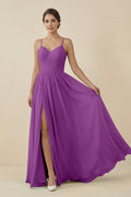 Sweetheart A - Line Chiffon Bridesmaid Dress in Amethyst - SHE IS ME Bridesmaid Dresses