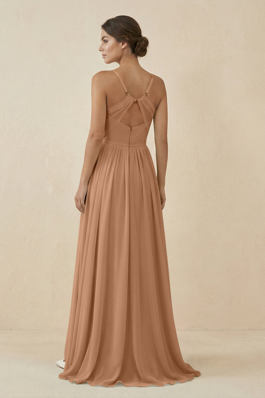 Sweetheart A - Line Chiffon Bridesmaid Dress in Bronzer - SHE IS ME Bridesmaid Dresses