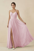 Sweetheart A - Line Chiffon Bridesmaid Dress in Candy Pink - SHE IS ME Bridesmaid Dresses