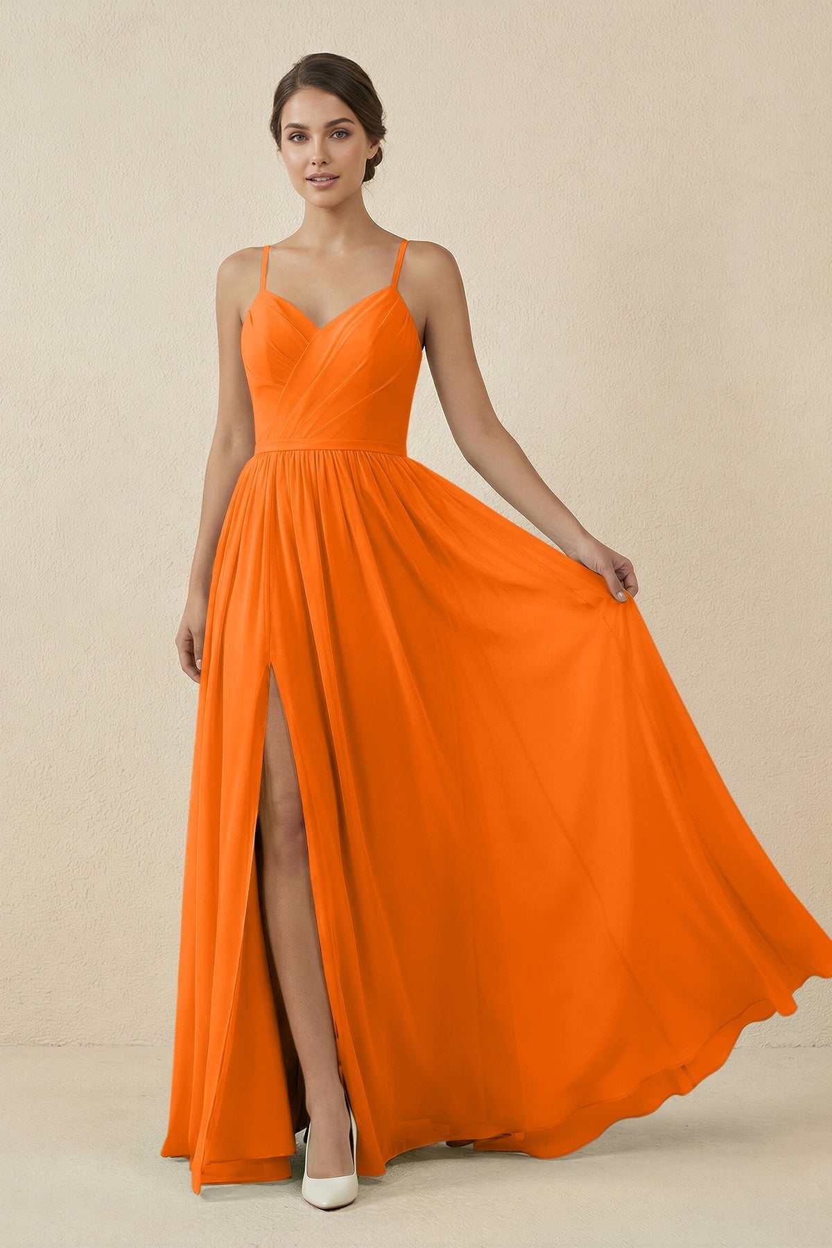 Sweetheart A - Line Chiffon Bridesmaid Dress in Cinnamon - SHE IS ME Bridesmaid Dresses
