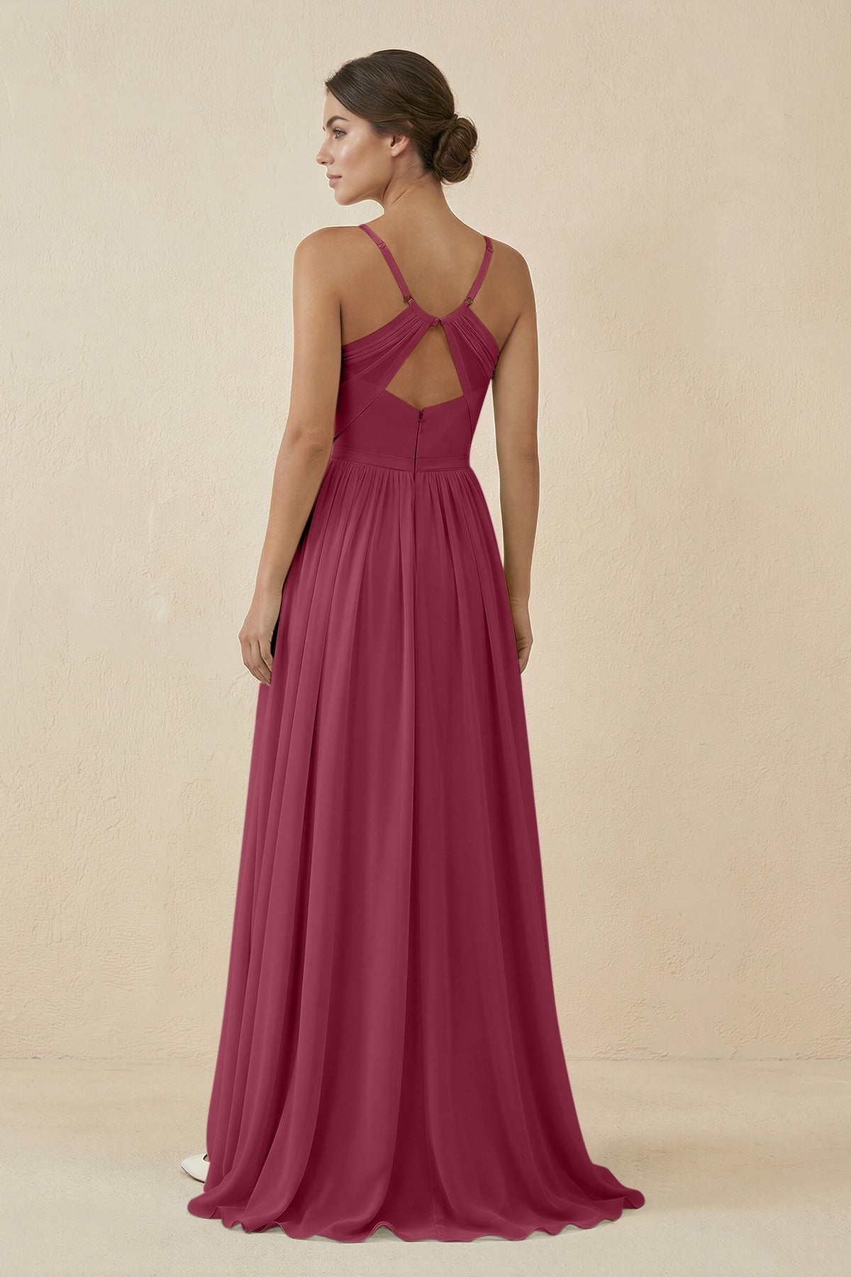 Sweetheart A - Line Chiffon Bridesmaid Dress in Desert Rose - SHE IS ME Bridesmaid Dresses