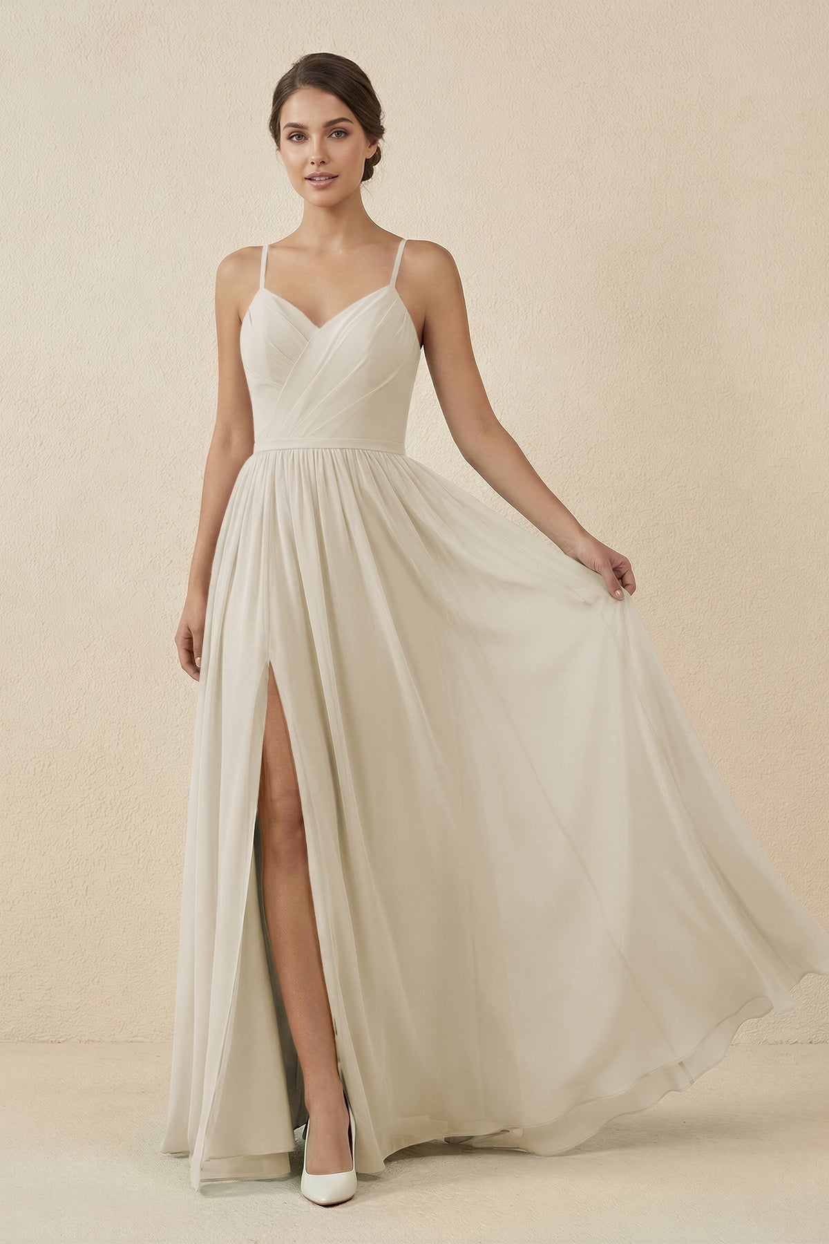 Sweetheart A - Line Chiffon Bridesmaid Dress in Dove Gray - SHE IS ME Bridesmaid Dresses