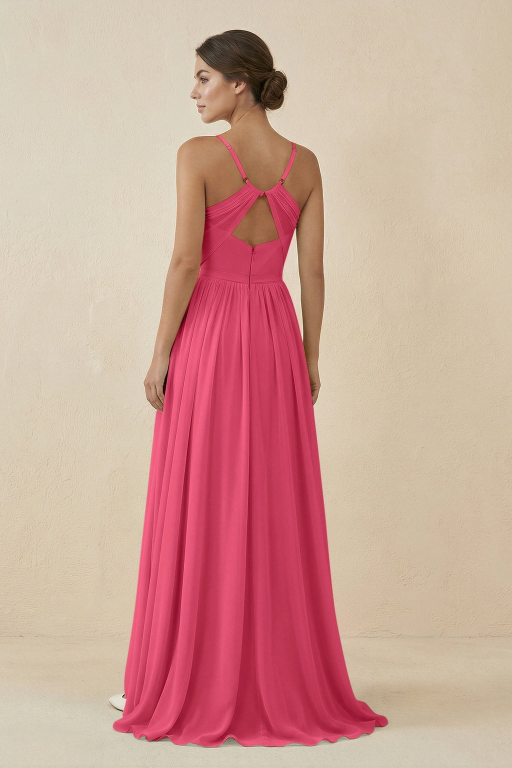 Sweetheart A - Line Chiffon Bridesmaid Dress in Fuchsia - SHE IS ME Bridesmaid Dresses