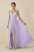 Sweetheart A - Line Chiffon Bridesmaid Dress in Lavender - SHE IS ME Bridesmaid Dresses