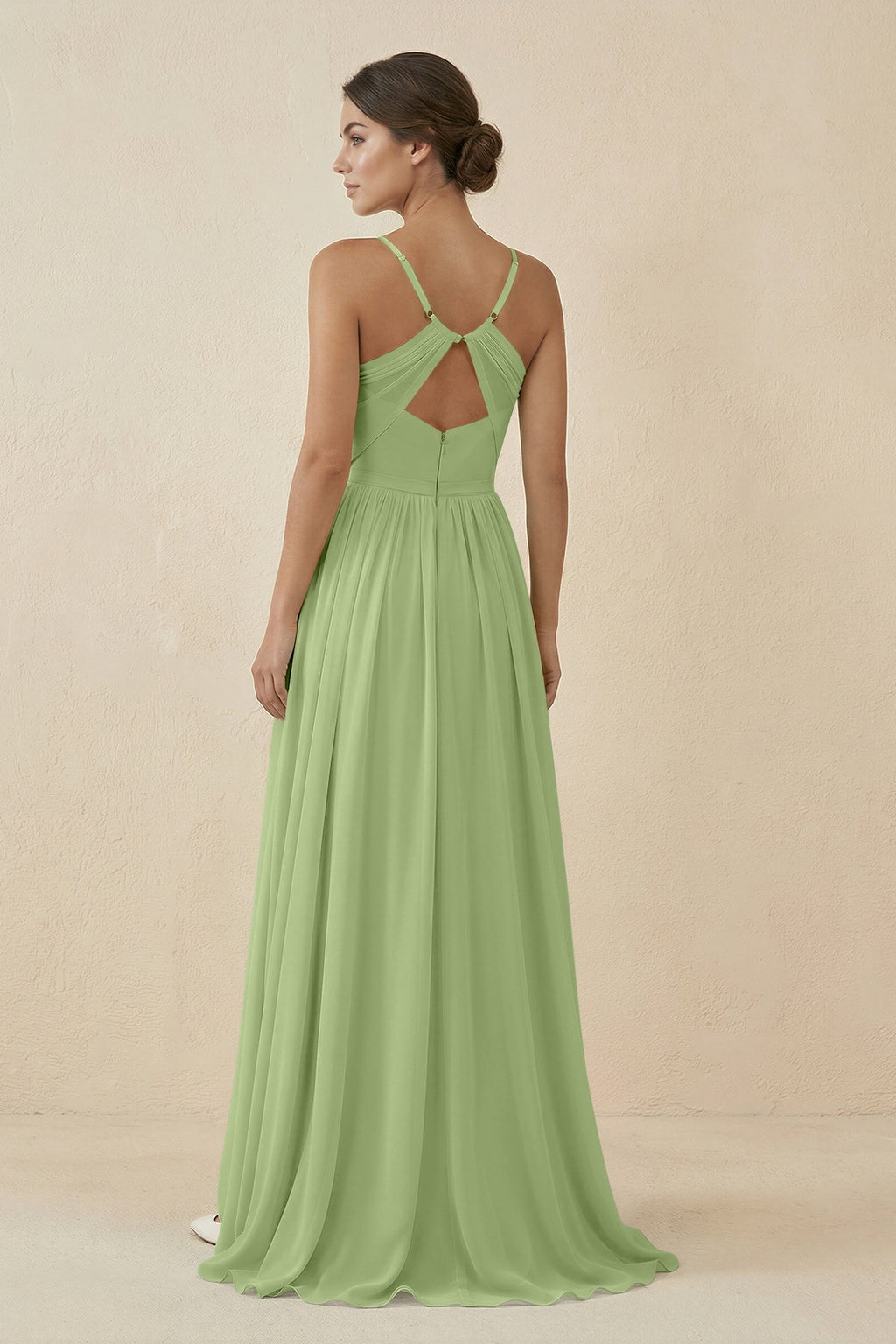 Sweetheart A - Line Chiffon Bridesmaid Dress in Matcha - SHE IS ME Bridesmaid Dresses