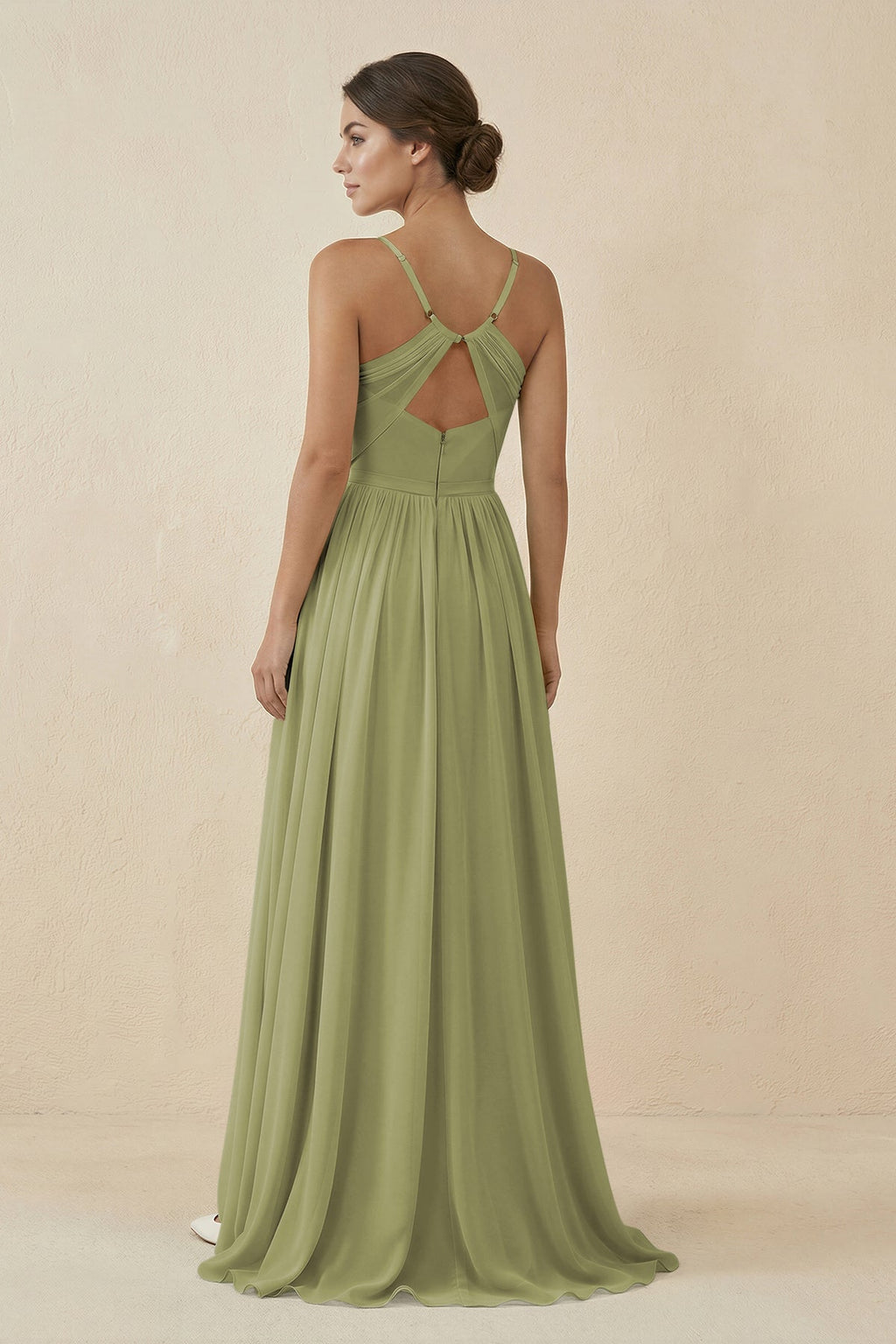 Sweetheart A - Line Chiffon Bridesmaid Dress in Moss - SHE IS ME Bridesmaid Dresses