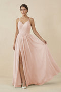 Sweetheart A - Line Chiffon Bridesmaid Dress in Pale Blush - SHE IS ME Bridesmaid Dresses
