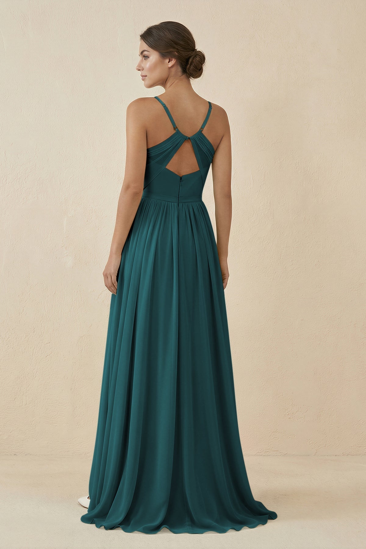 Sweetheart A - Line Chiffon Bridesmaid Dress in Pine - SHE IS ME Bridesmaid Dresses